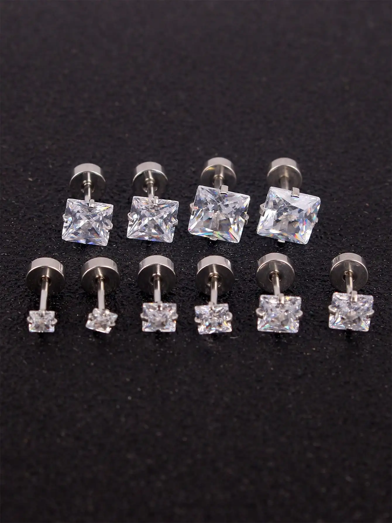 1-5pairs Simple Square Stainless Steel Stud Earrings For Men And Women, Suitable For Daily Wear And Gifts
