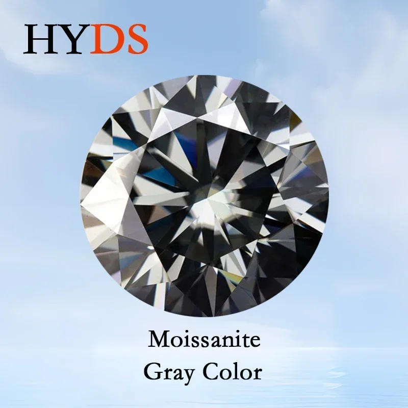 

Moissanite Stone Round Cut Gray Color Passed Diamond Tester Lab Grown Gemstone Beads for Jewelry Making with GRA Certificate