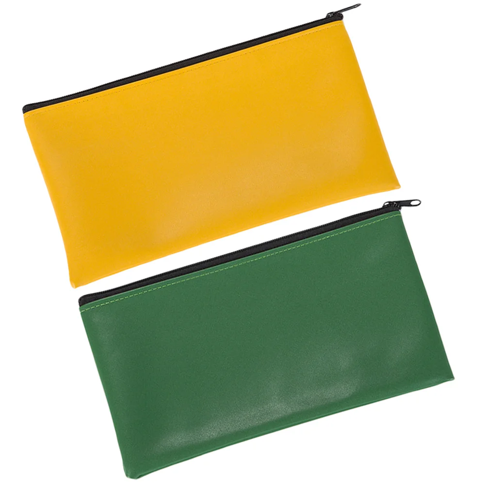 2 Pcs Tool Bags Heavy Duty Waterproof Deposit Storage Zipper File Pouch Slim for Men Documents
