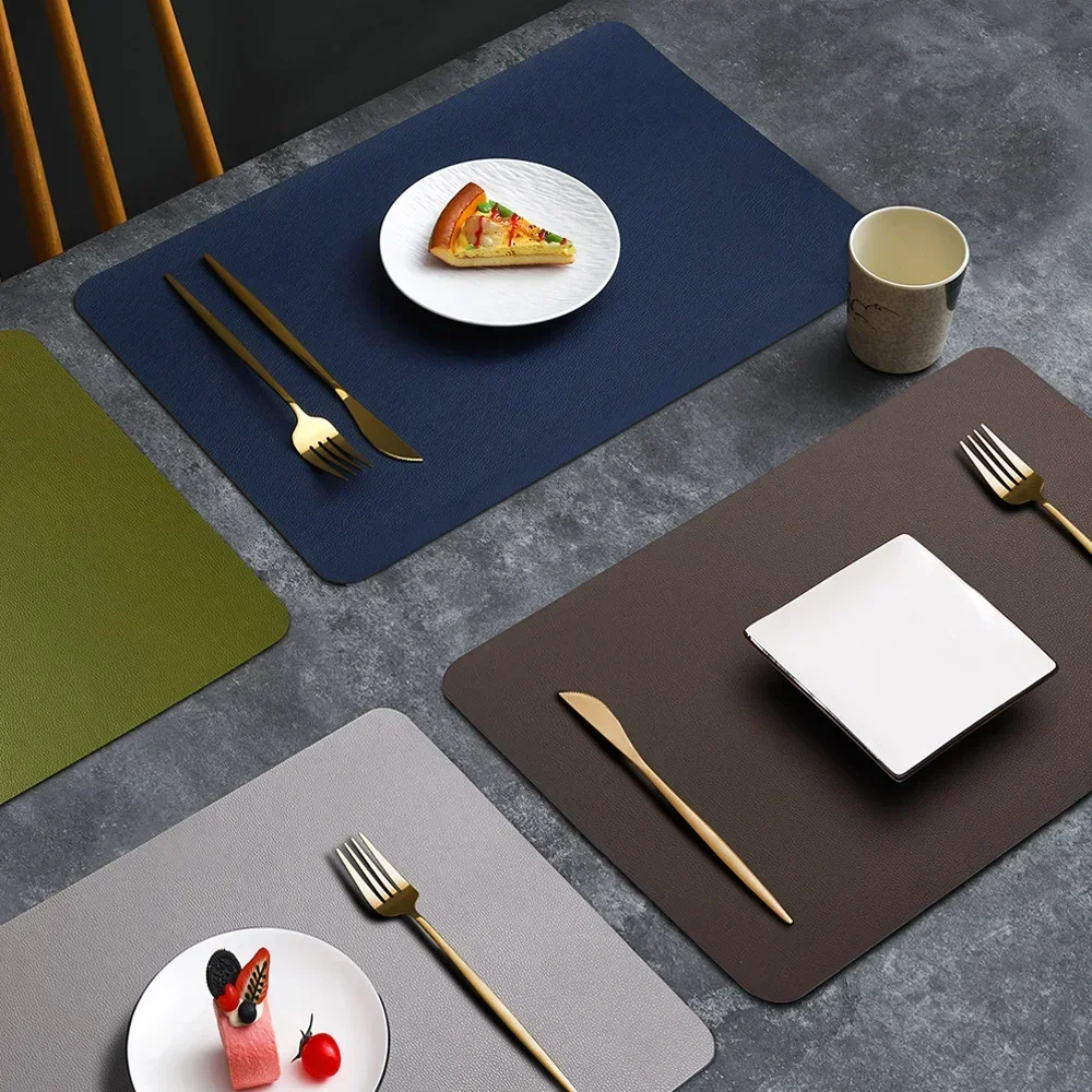 PVC Double-sided Leather Dining Table Mat Home Decorative Table Mat Desktop Decoration Anti Slip Bowl Mats Kitchen Accessories