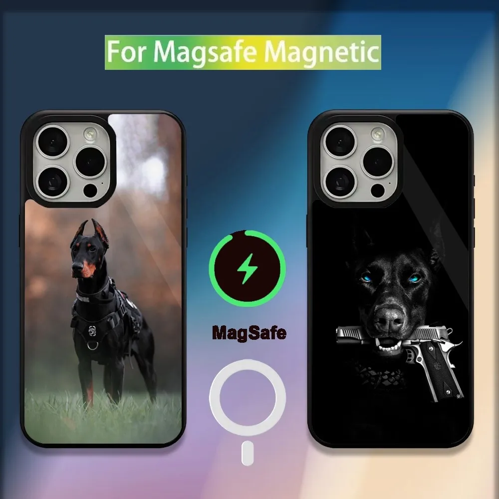 Animal Dachshund Doberman Dog Phone Case For iPhone 16,15,14,13,12,11,Plus,Pro,Max,Mini Magsafe Magnetic Wireless Charging