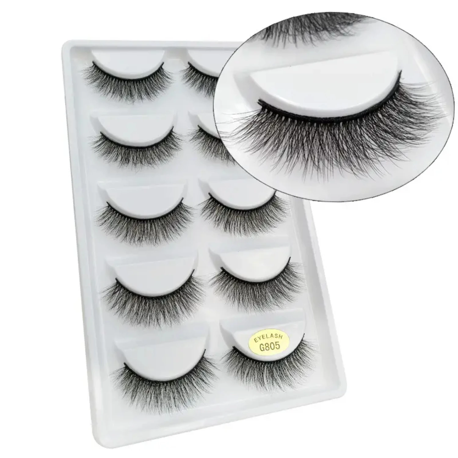 Luxurious, Fluffy, Natural 3D False Eyelash Strip Set - Enhance Your Eyes with 5 Pairs for Glamorous Makeup! Ideal for Effortles