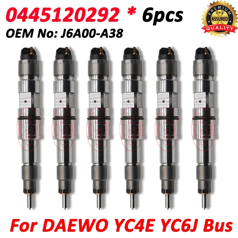 

6pcs Nozzle 0445120292 Diesel Fuel Injector 0 445 120 292 For Daewo Bus J6A00-A38 Yuchai Engine YC4E YC6J 0445B2905400