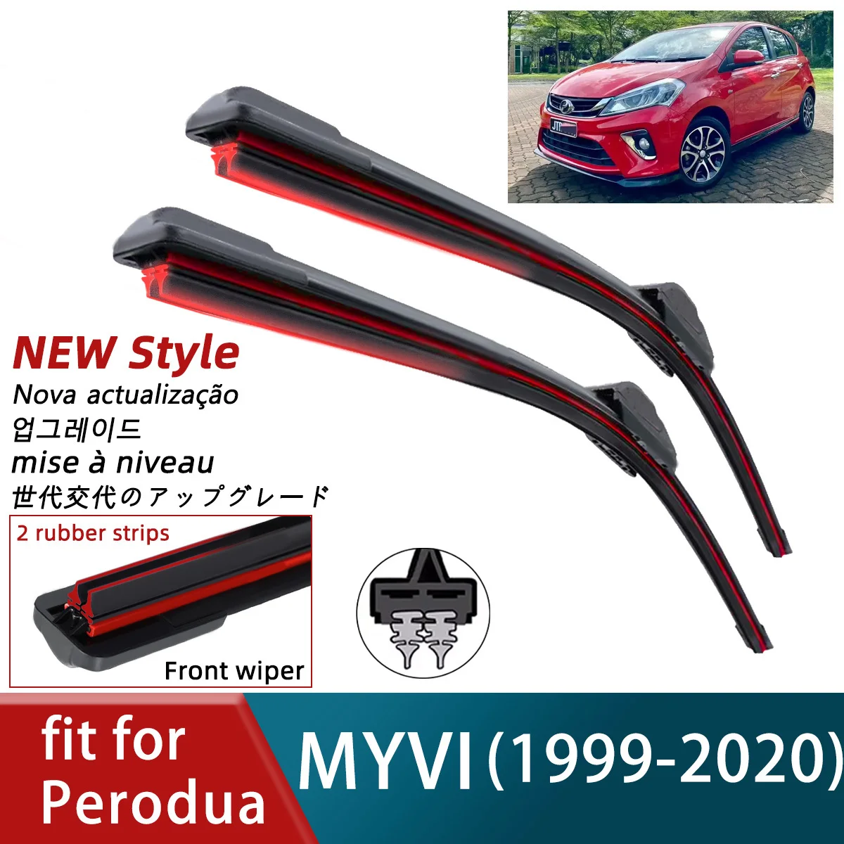

Double Rubber Car Wipers for Perodua MYVI Front Blades Brushes Cutter Automobiles Parts Accessories Windscreen Wipers Parts