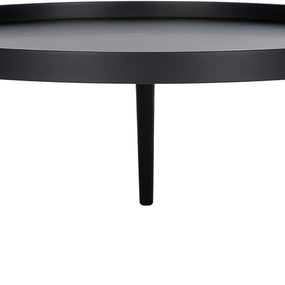 Round Black Coffee Table with Tray Top from Home Fritz Collection