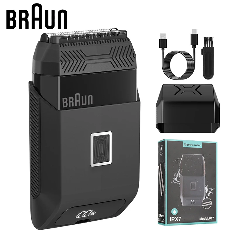 

Original Braun Razor Electric Shaver Professional Hair Trimmer Rechargeable Razors Portable Beard Trimmer Mini Hair Shaver 617