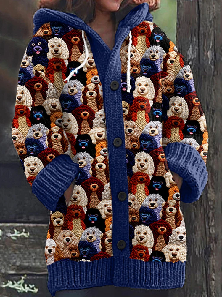 

New Christmas Abstract Three-dimensional Printed Casual Jacket Women's Autumn/Winter New Style Hooded Sweater Coat