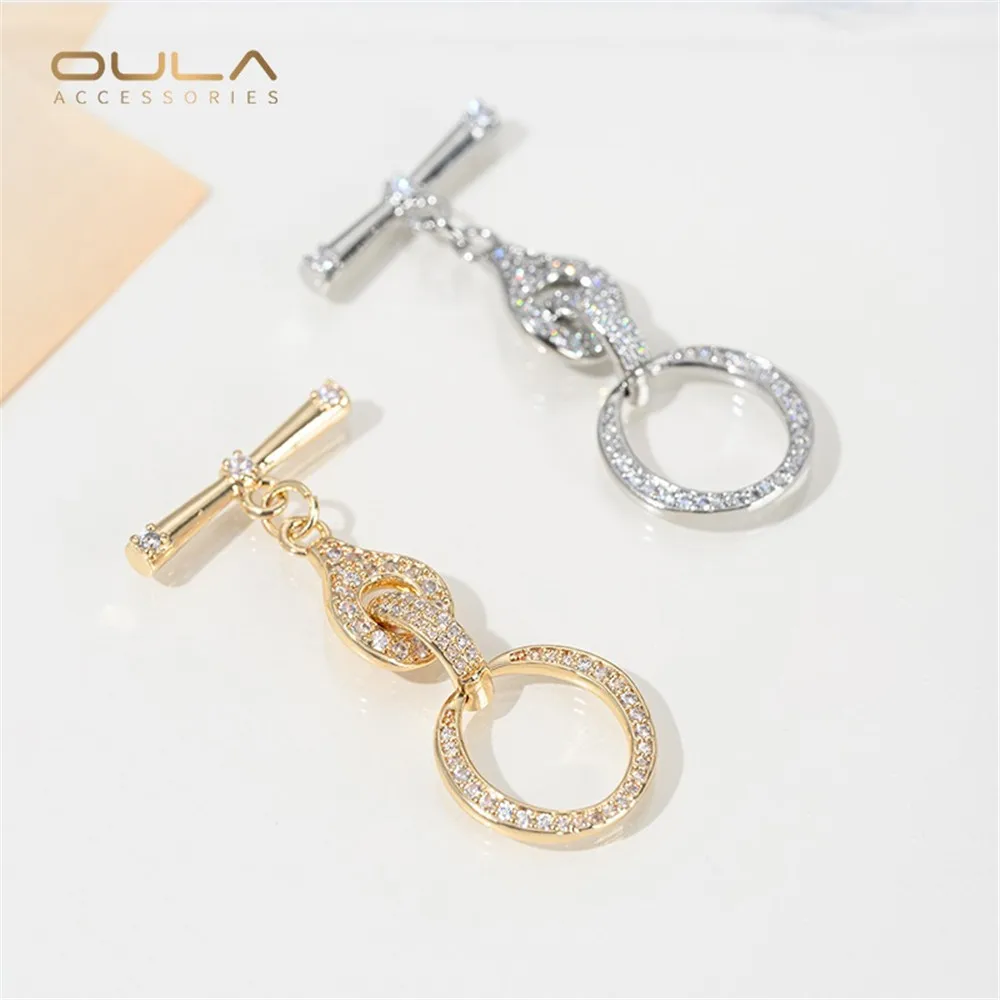 

14K Gold-plated 8-shaped Infinite Love OT Clasp Diy Handmade Pearl Bracelet Necklace Accessory Clasp Slightly Inlaid Zircon