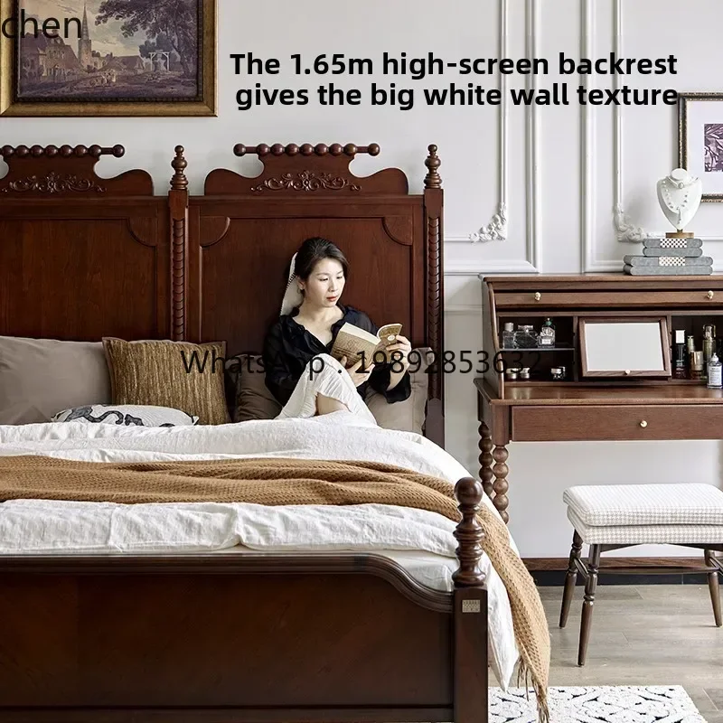 XTC8solid wood bed 1.8 bedroom double premium double head medieval wedding bed master bedroom bed