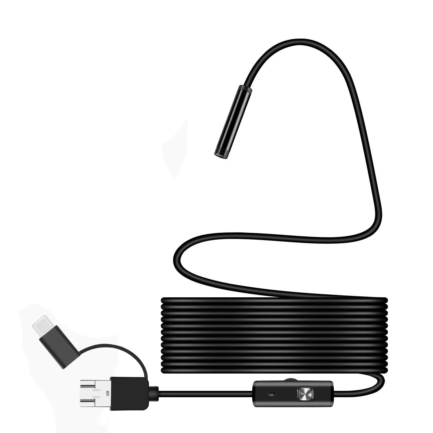 KERUI 7mm Flexible Endoscope Type-c 3-in-1 for Android PC Waterproof Car Inspection Borescope for Pipeline Maintenance Rigid