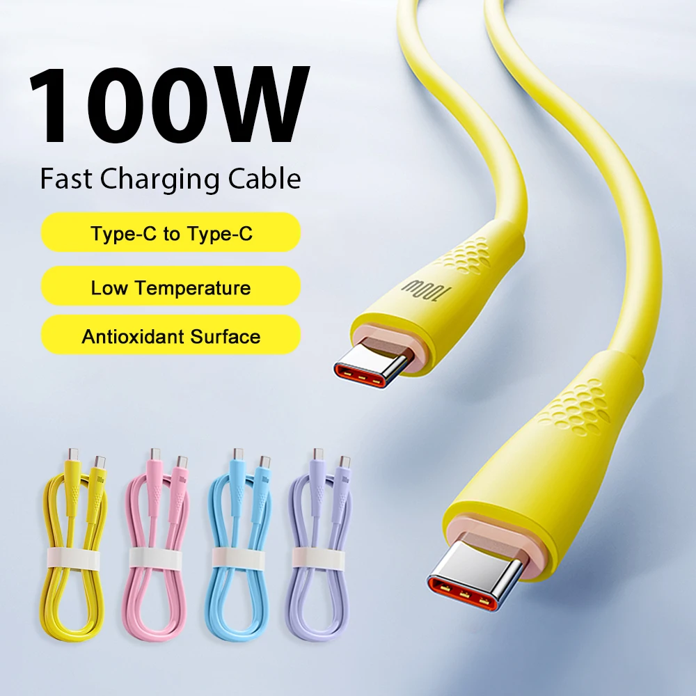 PD100W Cavo di ricarica super veloce Tipo-C Cavo in silicone liquido per iPhone 16 15 Samsung XiaoMi HuaWei Caricatore rapido Cavo dati USB C