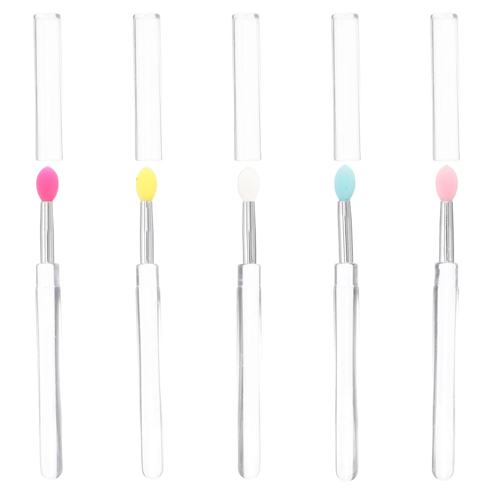 5pcs Silicone Makeup Multifunctional Soft Applicator For Eyeshadow Lipstick Lip Gloss Portable Tool Travel Home Studio Use