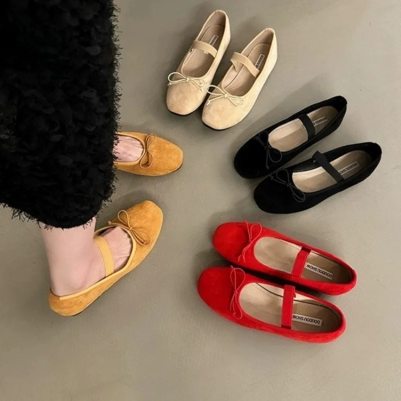 

New Style Fashion Ballet Flats Women Shoes Mary Jane Shoes Square Toe Women's Shoe Bow Silk Satin Flat Women Shoes Zapatos Mujer