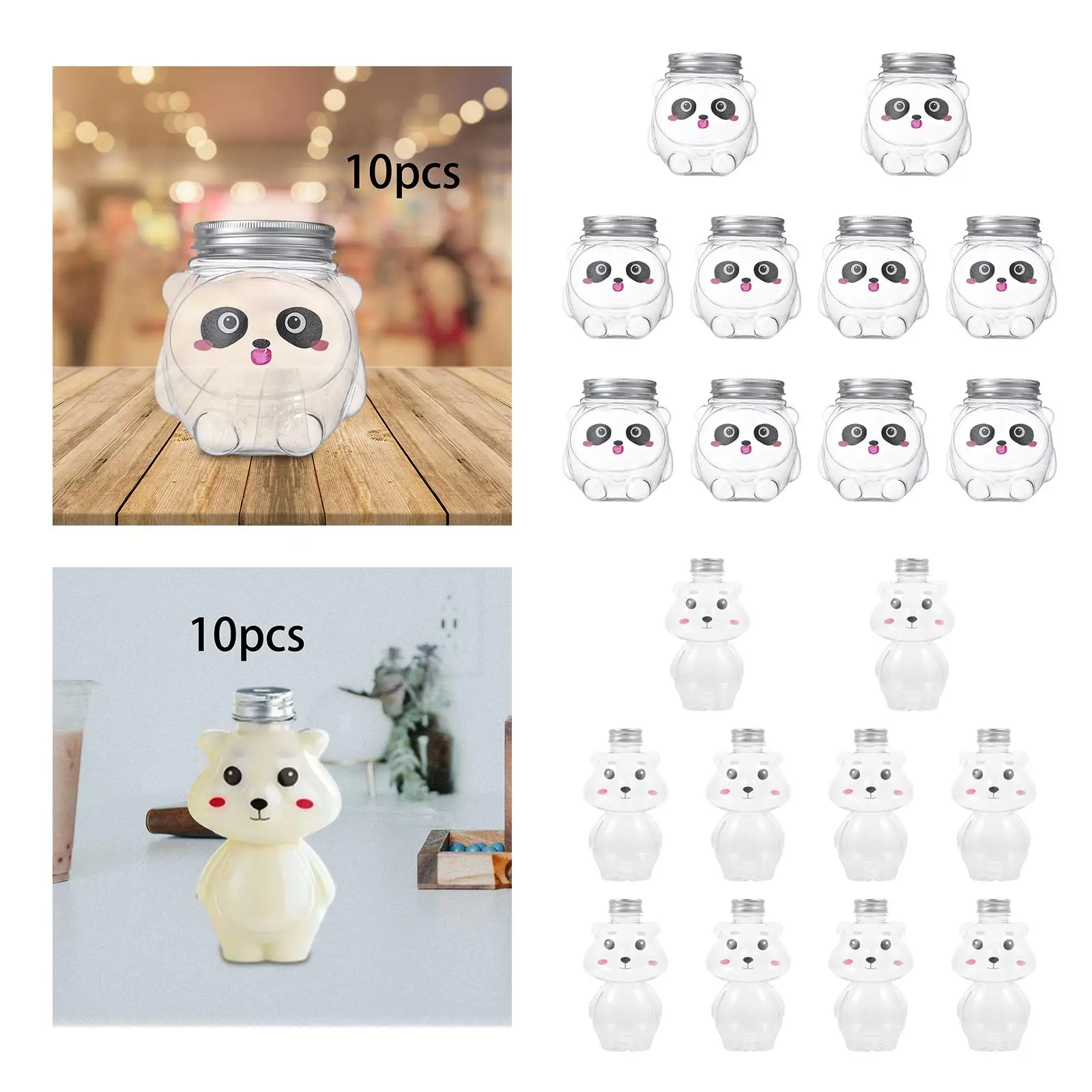 10x-動物の形のジュースボトル飲料容器飲料用ジャー漫画風飲料用ジャー