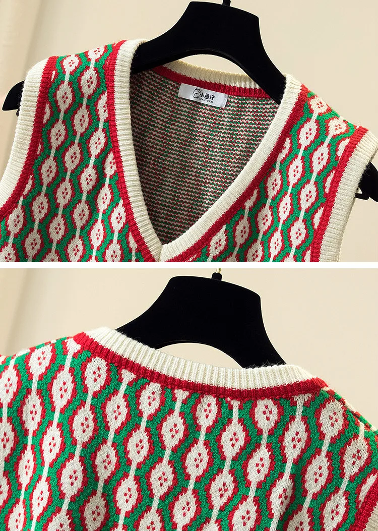 Vintage Knit Tank Tops Sleeveless Sweater Vest Women Patchwork V Neck Loose Oversized Pullover Vest 2023 Spring Warm Casual Tops