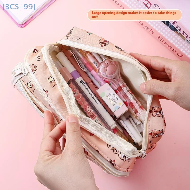 【3CS99】Cartoon Cute Capybara Pencil Case Students Multi-Functional Pen Bag Stationery Storage Box Large Capacity Stationery Box