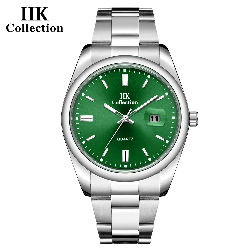 IIK brand watch wholesale stainless steel quartz watch calendar waterproof steel strip men's casual watch