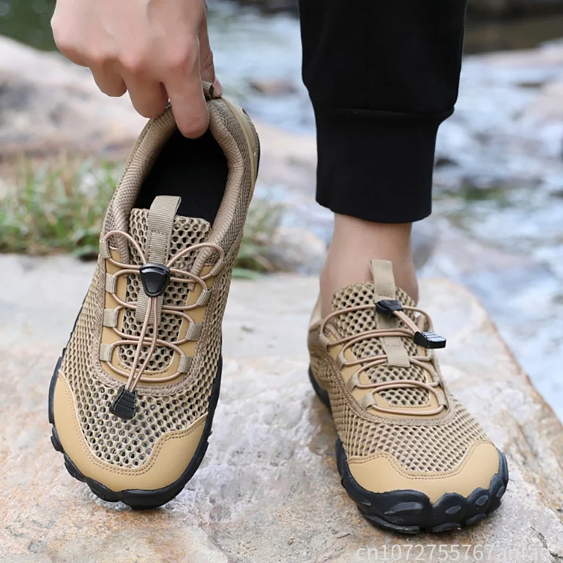 Summer River Tracing Shoes Men's Breathable Casual Mesh Sports Shoes Hollowed Out Mesh Outdoor Mountaineering Hiking Footwear