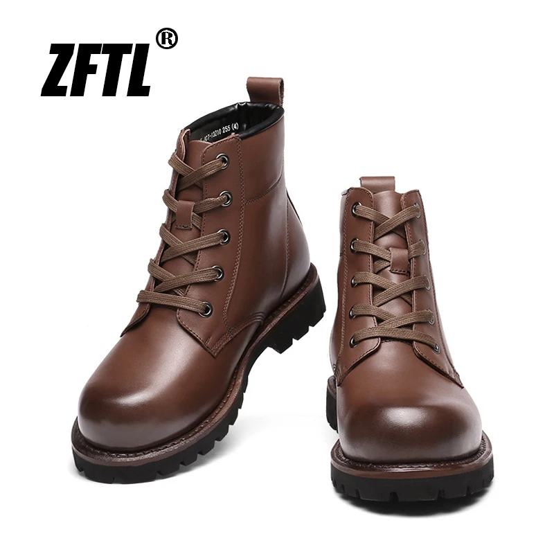 ZFTL Men\'s Cow leather wool boots Goodyear boots Military boots Outdoor Winter boots Non-slip rubber sole High Quality