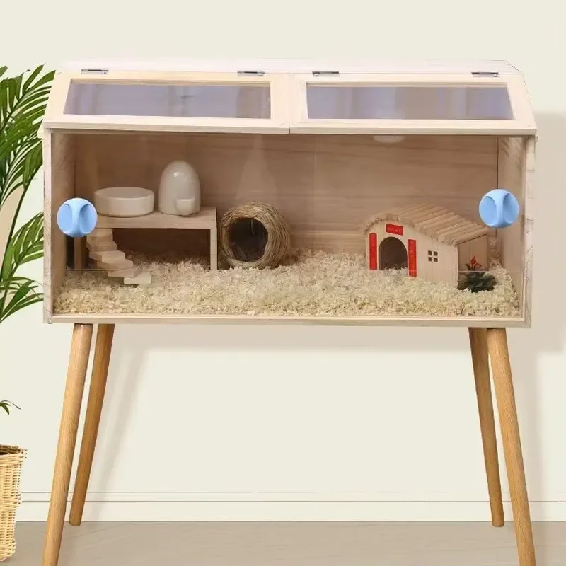 For Hamster Small Animal Guinea Pig Cage New Portable Durable Eco Friendly Wooden Habitat with Open Top