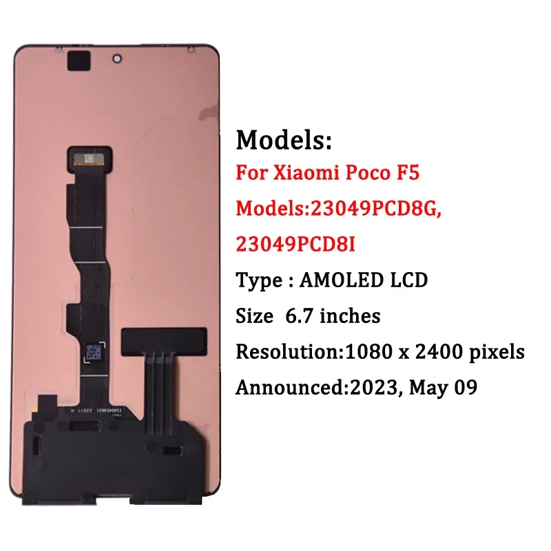 6.67“Amoled For Xiaomi Poco F5 LCD Display Touch Screen Digitizer Assembly For mi Poco F5 23049PCD8G Screen Replacement