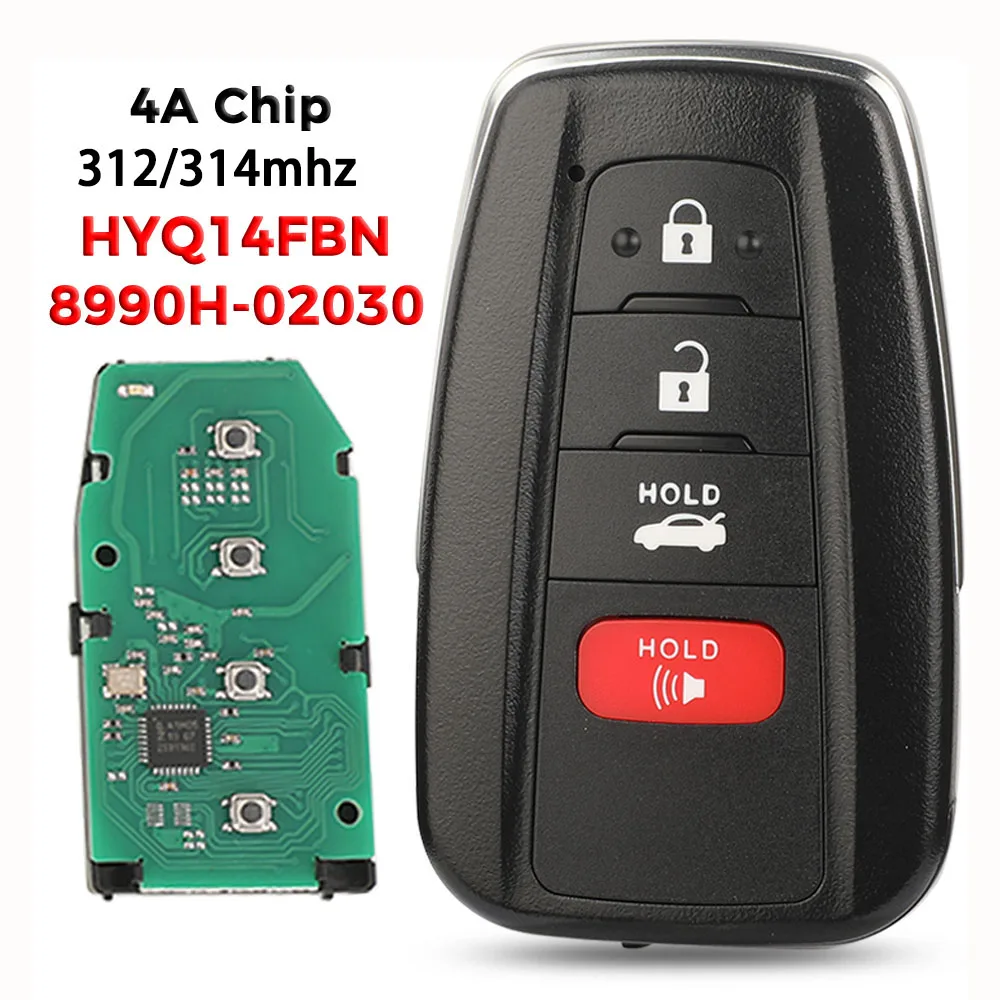 

jingyuqin FCC ID:HYQ14FBN 8990H-02030 4 Button Smart Car Key keyless For Toyota Corolla 2019 2020 2021 2022 4A Chip 312/314Mhz