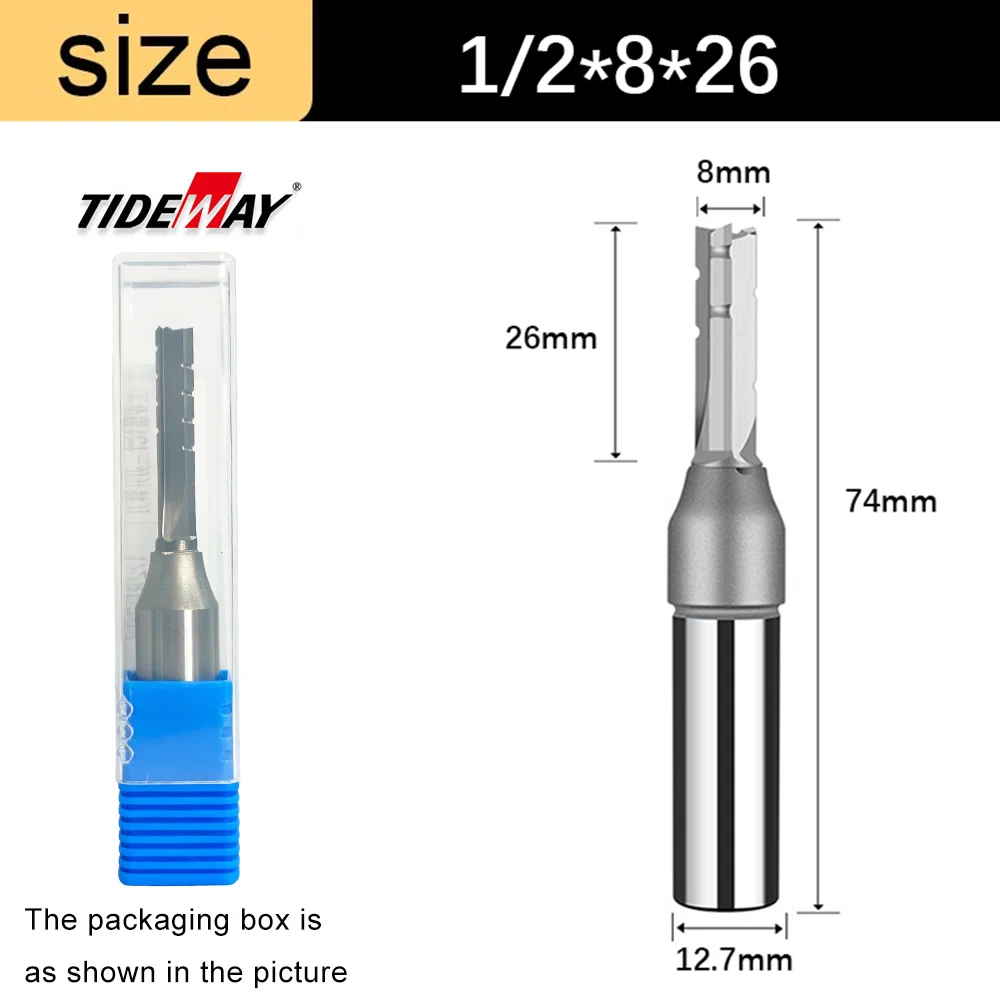 Tideway 1/2 Shank 3 Flutes Cutting Straight Router Bit TCT Frezy do obróbki drewna CNC Frez do przycinania bitów do drewna — zdjęcie produktu 9