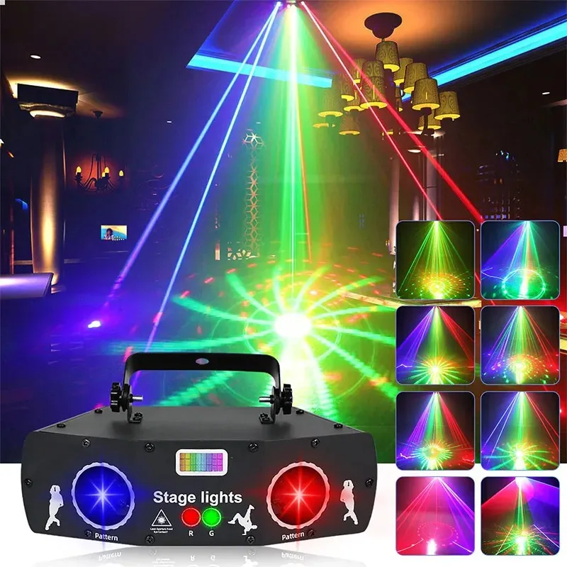 Neue 5 löcher 3in 1 dmx bühnen licht rgb led dj ausrüstung strahl lichter tanz party licht disco laser lampe für nachtclub bar musik