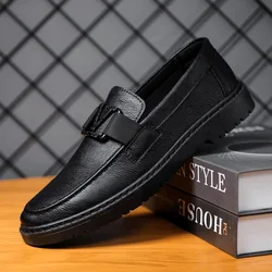 Leather Men Casual Shoes Luxury Brand 2024 Mens Loafers Moccasins Breathable Slip on Black Driving Shoes Plus Size