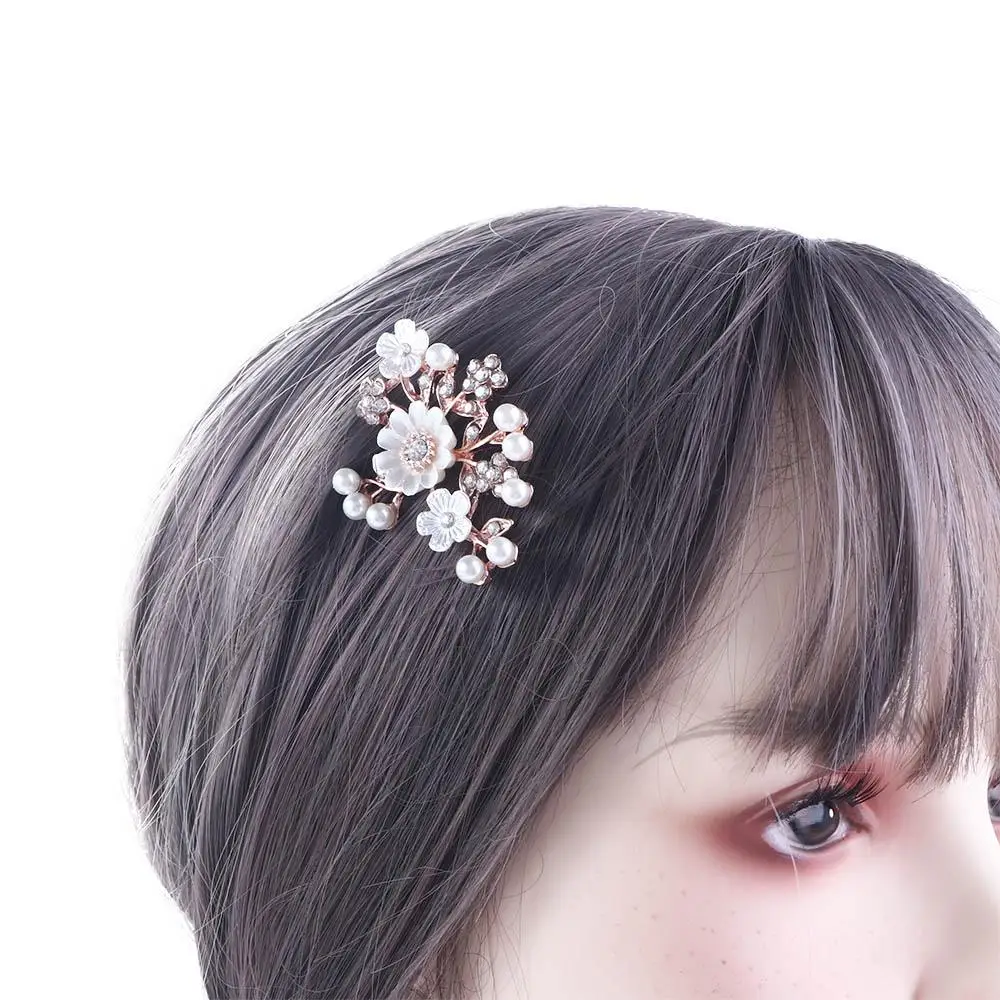 Minority Temperament Pearl Women Hairpin Hair Accessories Five-tooth Hair Comb Rhinestone Hair Stick Korean Style Headwear