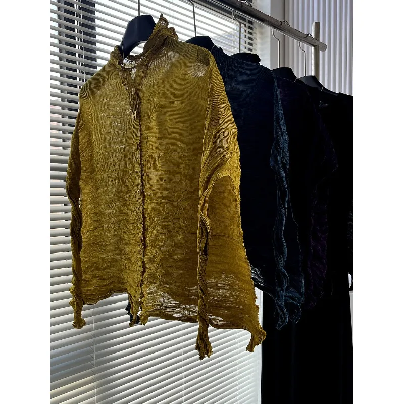 

Miyake Plus Size Pleated Shirt Plisse Women Willow 2026 Spring New Pleats Top Women Loose Slim Versatile High-end Fold T-shirt