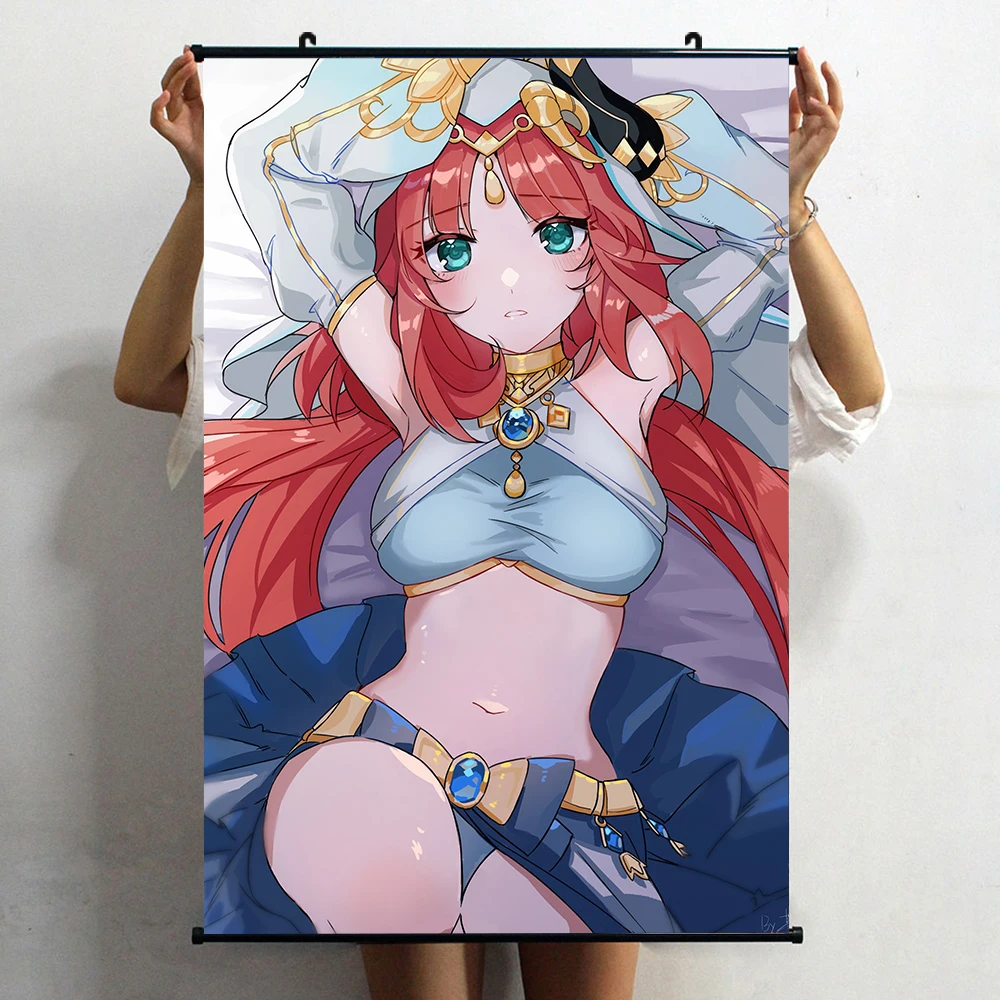 Juego de Anime Genshin Impact Nilou, Cosplay de chicas Persona, póster de desplazamiento de pared impreso en 3D, decoración del hogar, regalos artísticos