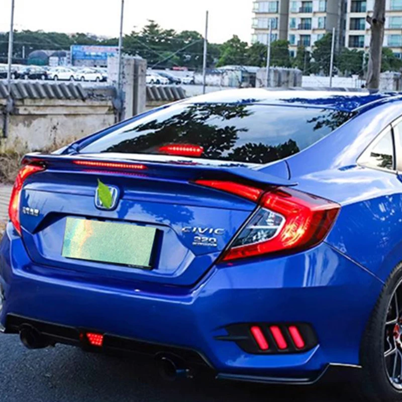 

Глянцевый синий, для Honda CIVIC Sedan 2016-2021, спойлер стоп-сигнала, крыло багажника, хвост, комплект кузова, аксессуары