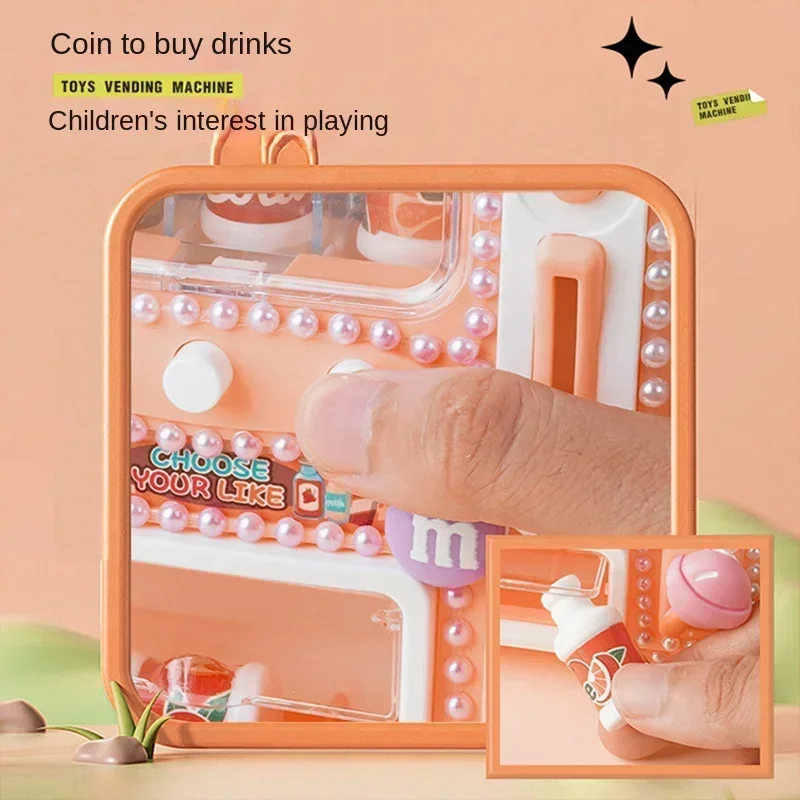 Mini Foods Simulation Self-service Beverage Vending Machine Kids Toys Miniature Dollhouse Accessories Kawaii  For DIY Game