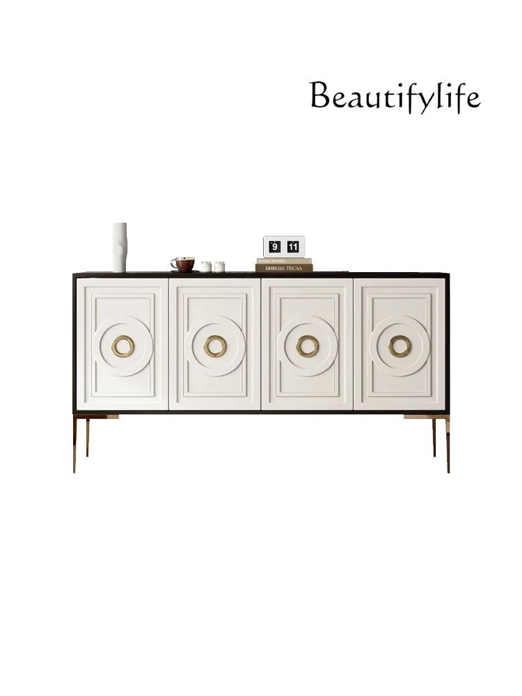 

Italian Affordable Luxury Style Hallway Shoe Cabinet Home Curio Cabinet Modern Simple and High-End Solid Wood Side Cabinet