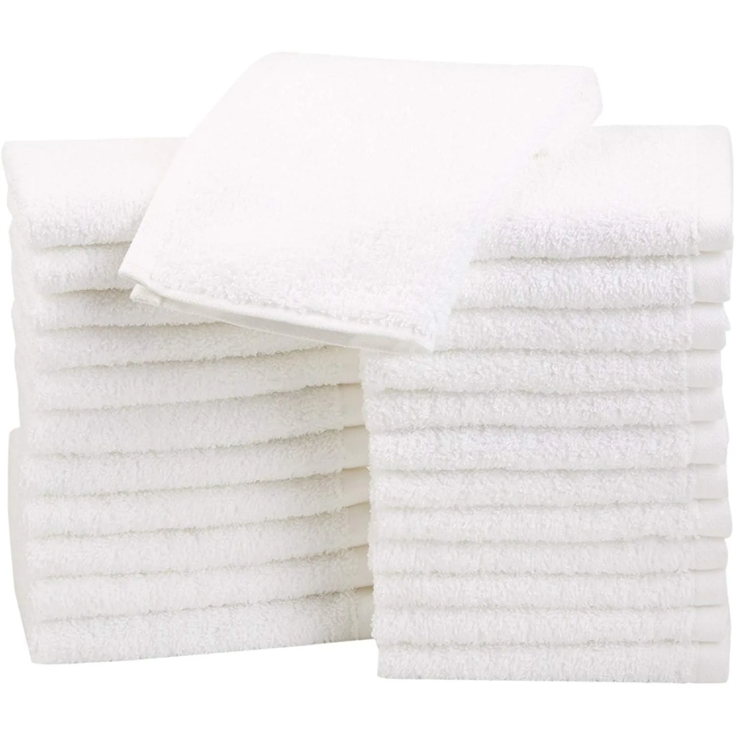 100% cotton towels Bathroom, quick drying salon towels, soft and highly absorbent, 24 packs, white, 12 x 12 inches