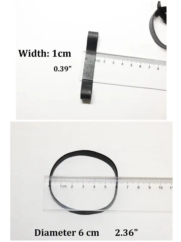 Banda de goma Industrial negra de 1cm de ancho, goma elástica fuerte de 6cm de diámetro para embalaje de 20/50/100, elija la cantidad