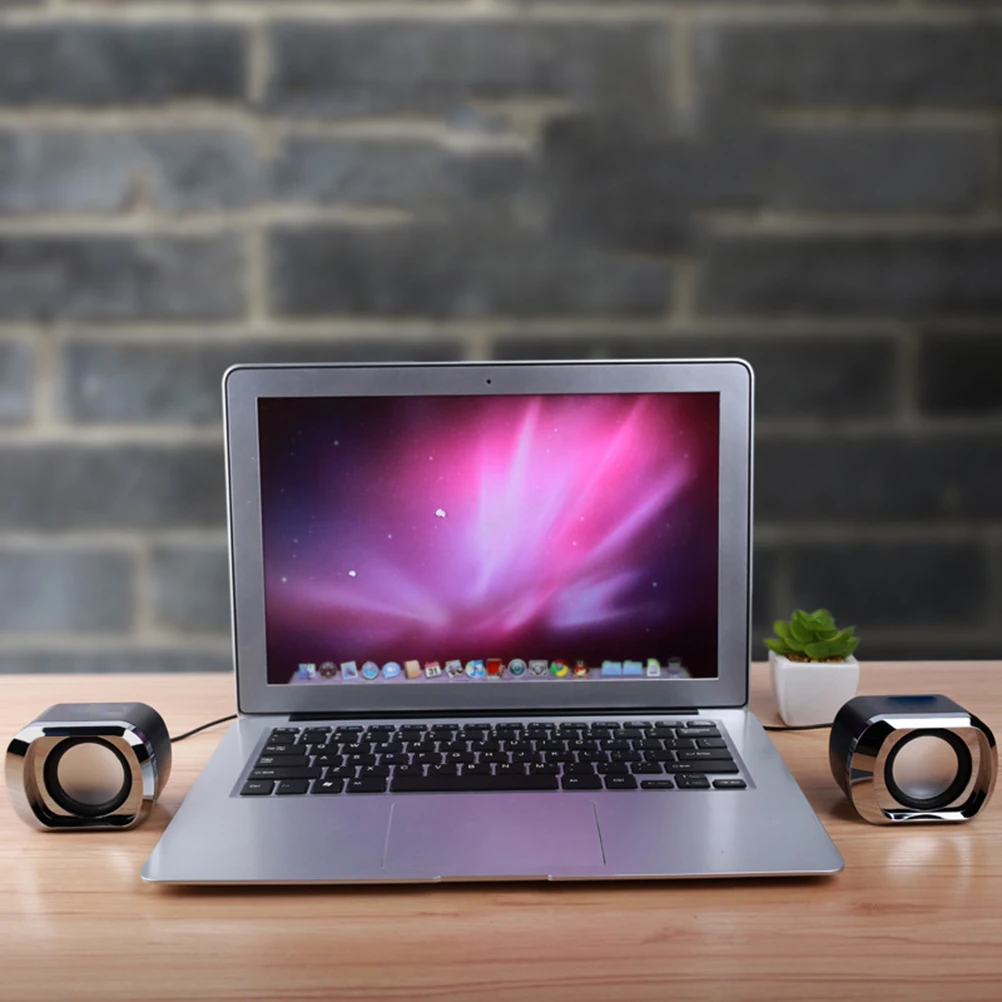 

2Pcs Mini USB Wired Portable Multimedia Computer Speakers Black for Laptop Desktop Pc Compact Stereo Sound Box