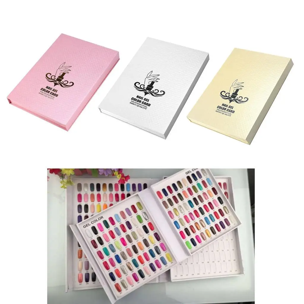 120 Nail Art Display Book for Salon Gel Polish Color Chart with 120pcs Nail Tips