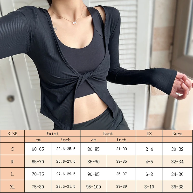 Aiithuug U-Neck Twisted Thread Yoga Cover Up sport top da donna traspirante a maniche lunghe Fitness Running Pilates Training Suit