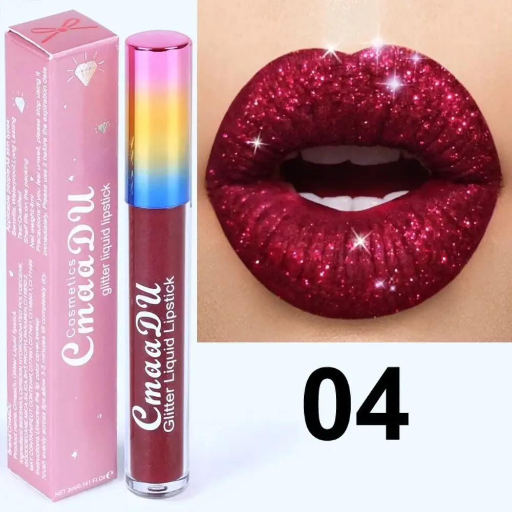 Lip Makeup Glitter Liquid Lipstick Diamond Glitter Pearl Color Shimmer Metal Matte Long Lasting Waterproof Shiny Lip Gloss Girl