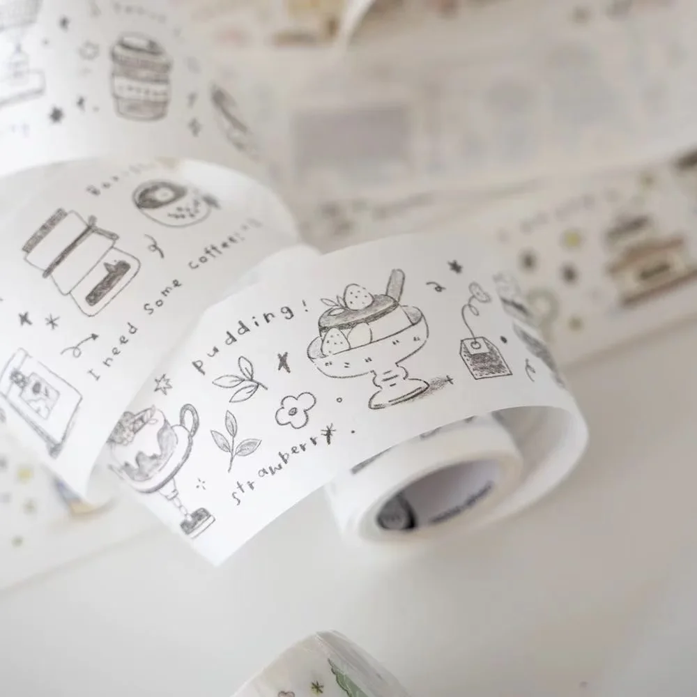 Orange Studio Vintage Home Coffee Washi PET Tape Planner DIY Card Making Scrapbooking Plan Decorative Sticker