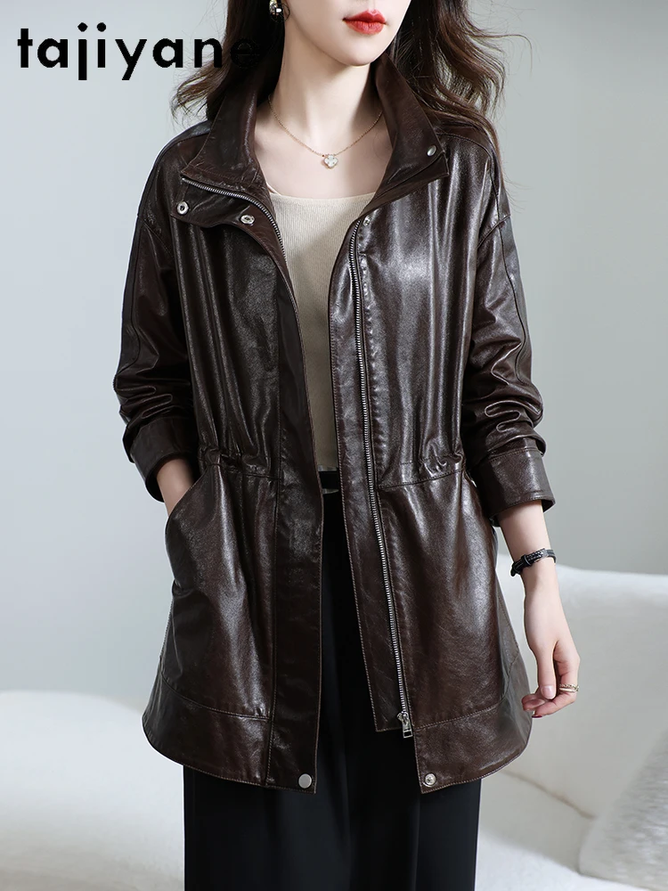 TAJIYANE 100% Top-grain Sheepskin Jacket Woman Mid-length Slim Genuine Leather Jackets Autumn Women Clothes 2025дубленка женская #4