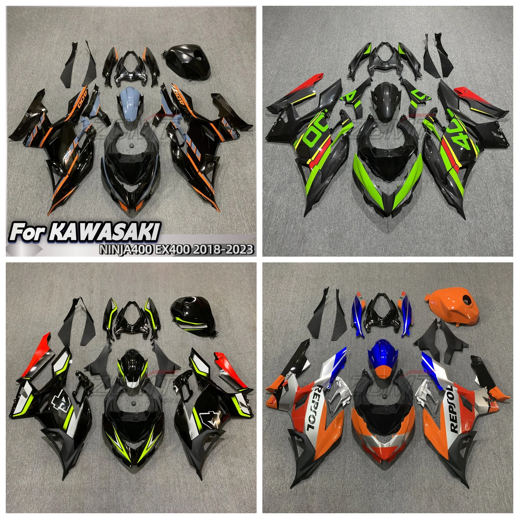 

New Motorcycle Fairing For Kawasaki Ninja 400 2018 2019 2020 2021 2022 2023 ABS Plastic Carbon Painted Look Shell Body kit