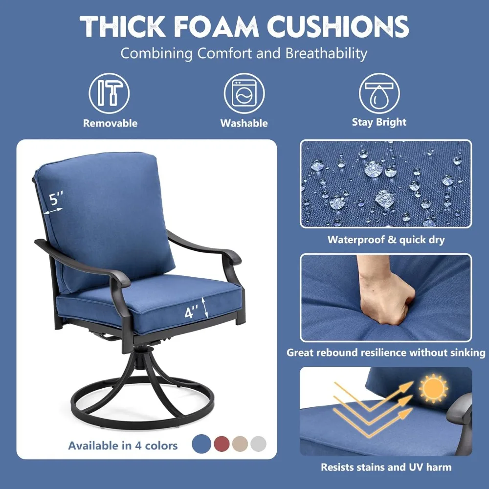 

Patio Swivel Chair Set of 4, Heavy Duty Outdoor Dining Chairs with Thickened Cushions, Metal Patio Chairs Gentle, Customized