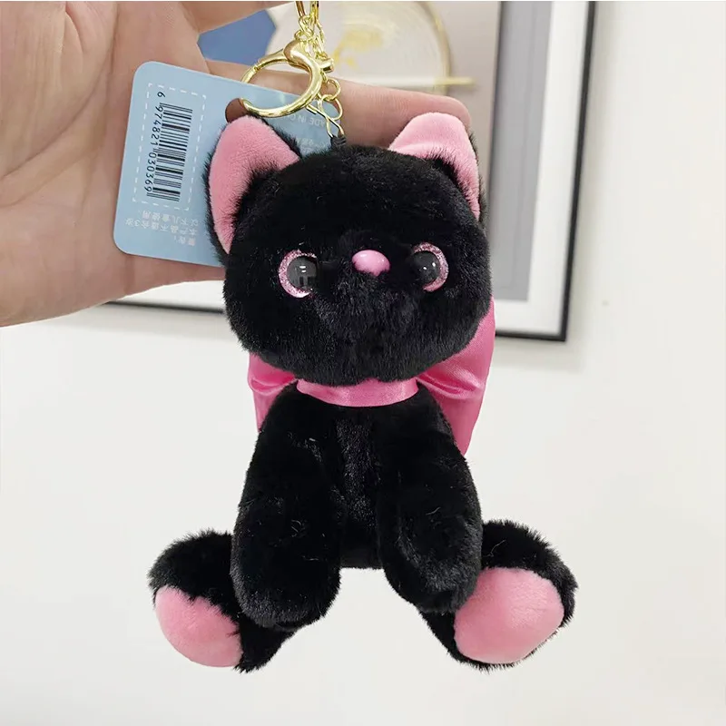 15cm Cute Bow Cat Keyring Doll Kawaii kitty Plush Keychain Stuffed Doll Keychain Car Keyring Pendant Girls Women Bag Accessories