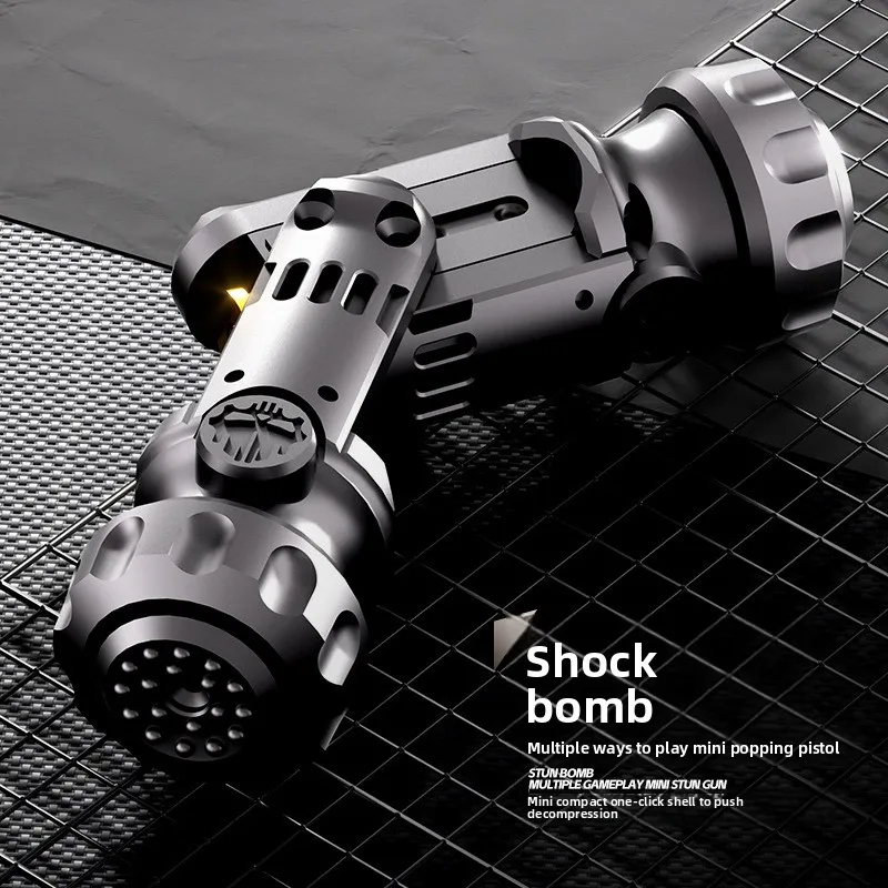 Stun Grenade Fidget Spinner Miniature Pistol Toy Gun with Ejectable Shells Stress Relief Finger Toys for Adults Kids Best Gifts