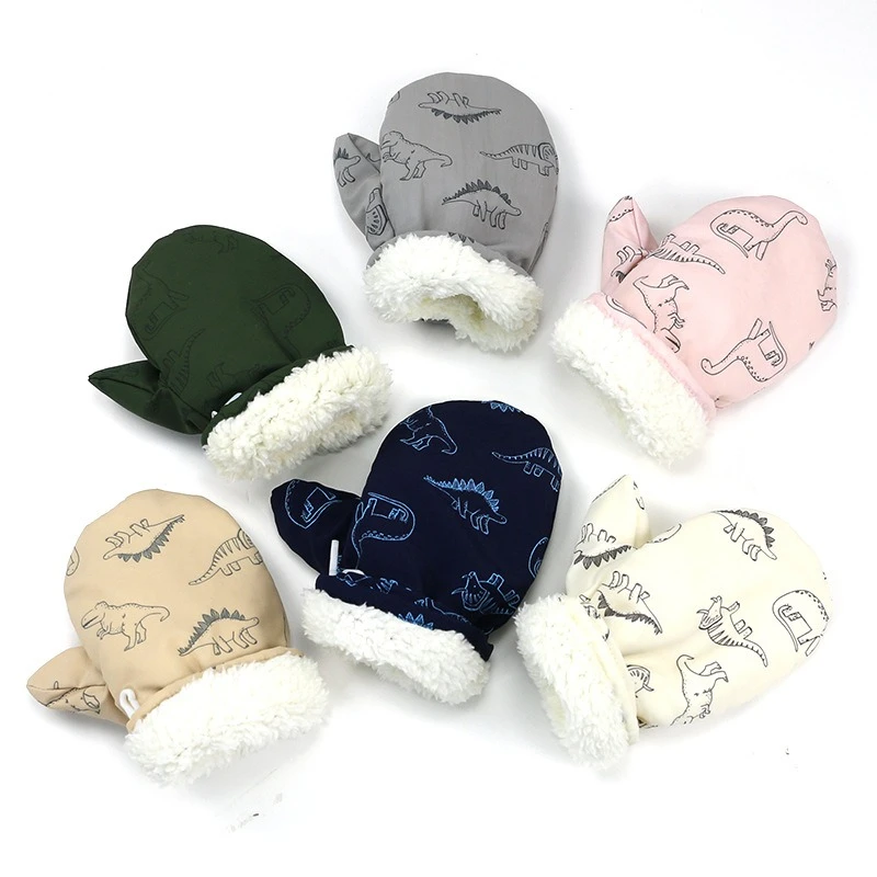 Children's Gloves For Autumn and Winter Thickened and Warm With Fleece Cold Resistant and Quick Drying Baby Skiing Gloves