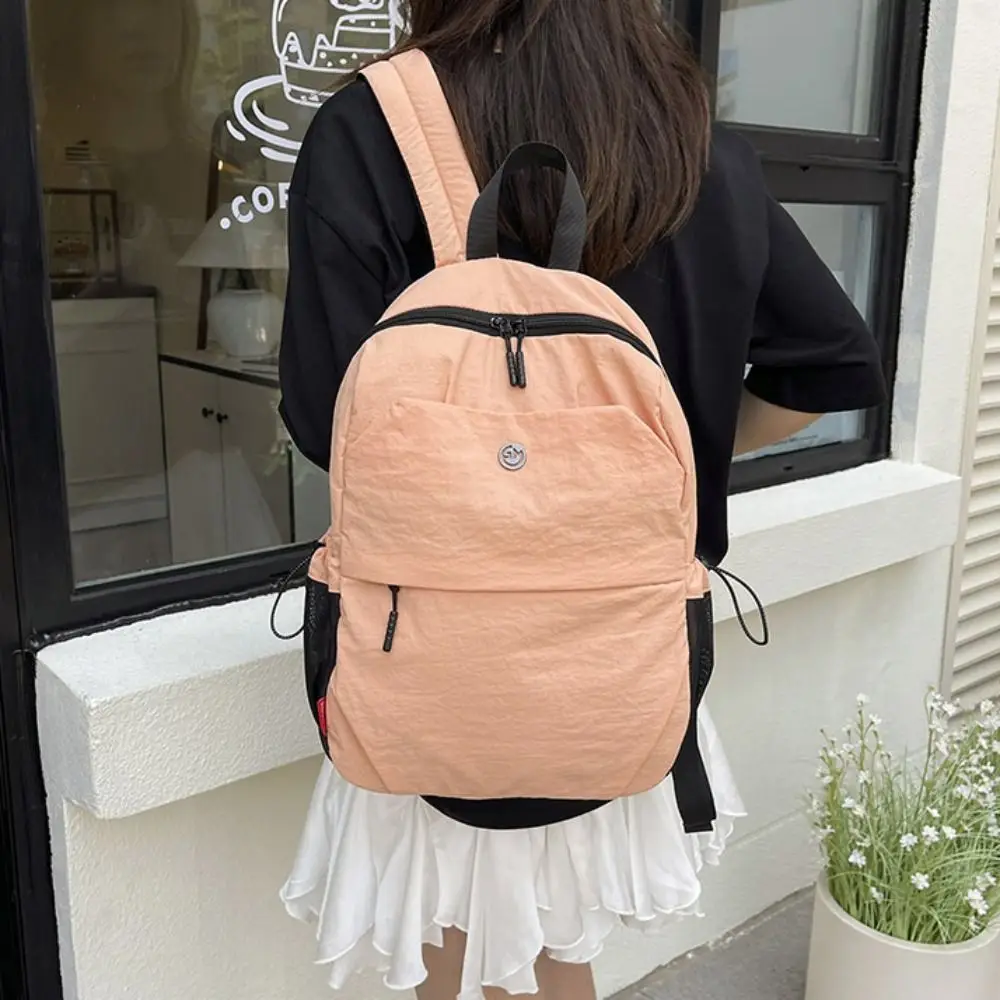 

Portable Small Pack Sport Nylon Backpack Solid Color Handbag Solid Color Shoulder Bag Korean Style Retro Backpack Gift