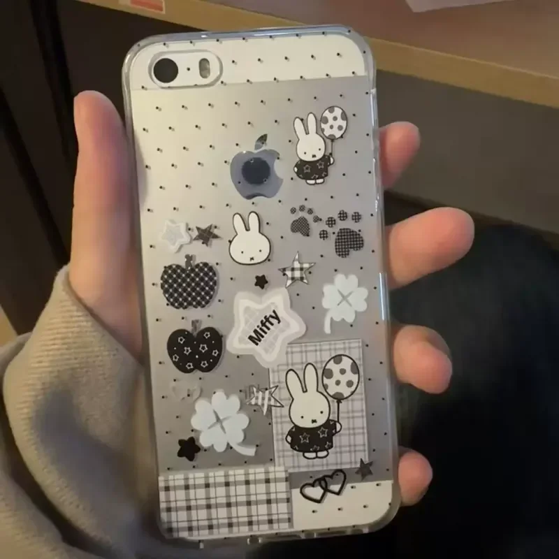 Kawaii Miffy Black White Rabbit Case for Apple IPhone 17 Pro Max 16 15 14 13 Pro 12 11 Xs 8 Plus Cute Soft Cartoon Lovely 2026